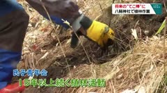 将来の“てこ棒”に 八剱神社で植林作業