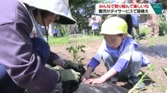 みんなで取り組んで楽しいね　園児がデイサービスで苗植え　
