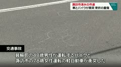 諏訪市清水の市道　車とバイクが衝突　骨折の重傷　