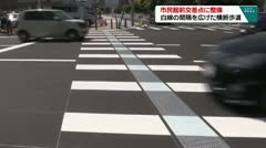 市民館前交差点に整備　白線の間隔広げた横断歩道　