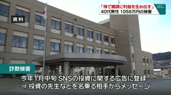 「株で順調に利益を生み出す」４０代男性1056万円被害