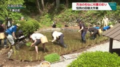 万治の石仏に初夏の彩り　恒例の田植え作業