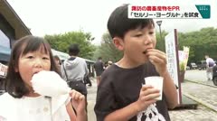 諏訪の農畜産物をPR 「セルリー・ヨーグルト」を試食