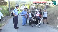 登下校時の安全を学ぶ 下諏訪北小でワンワンパトロール